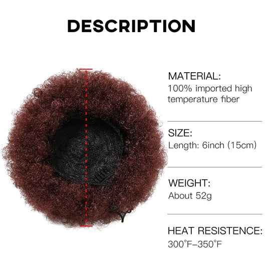 Afro Puff Drawstring Ponytail Human Hair Brazilian Short Curly Drawstring Ponytail Afro Puff Bun Chignon Accessories